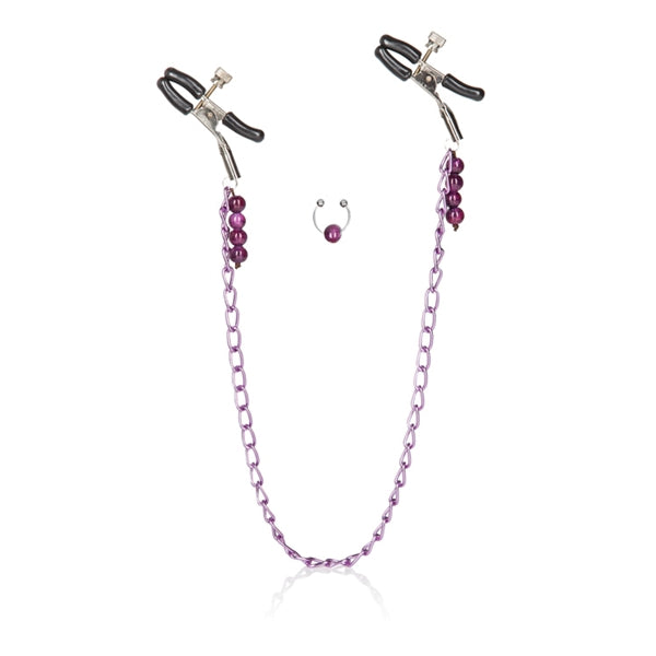 Nipple Play Clamps with Purple Chain