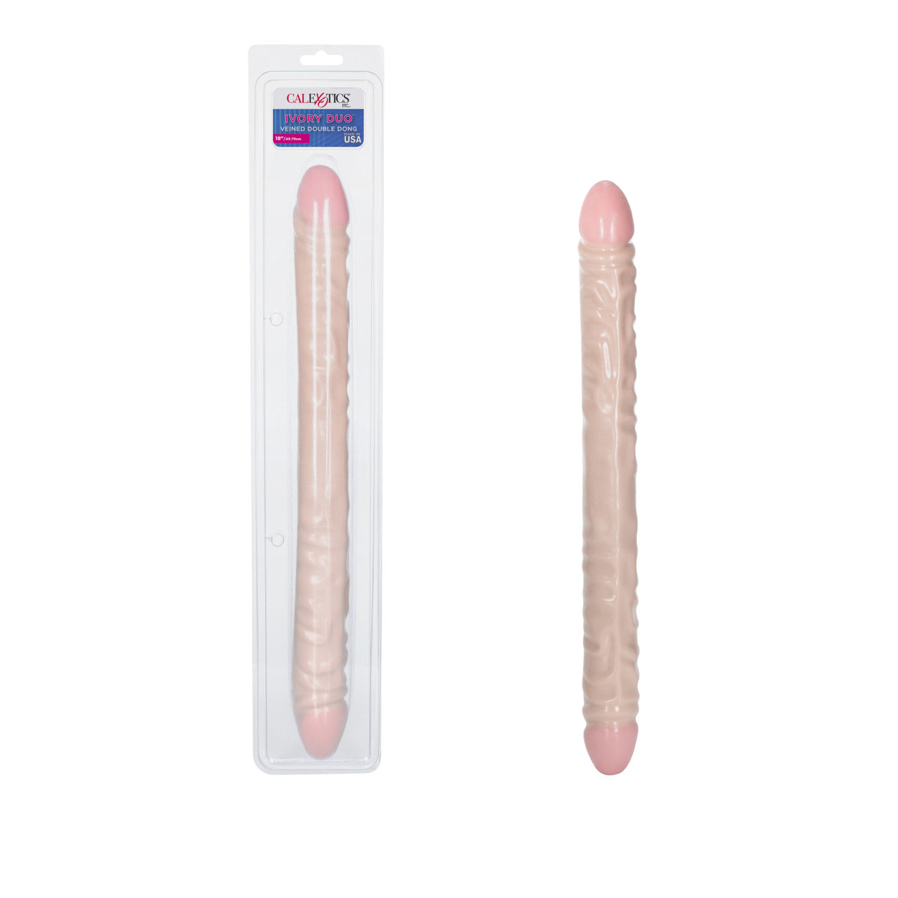 Ivory Duo Veined Double Dong 18"