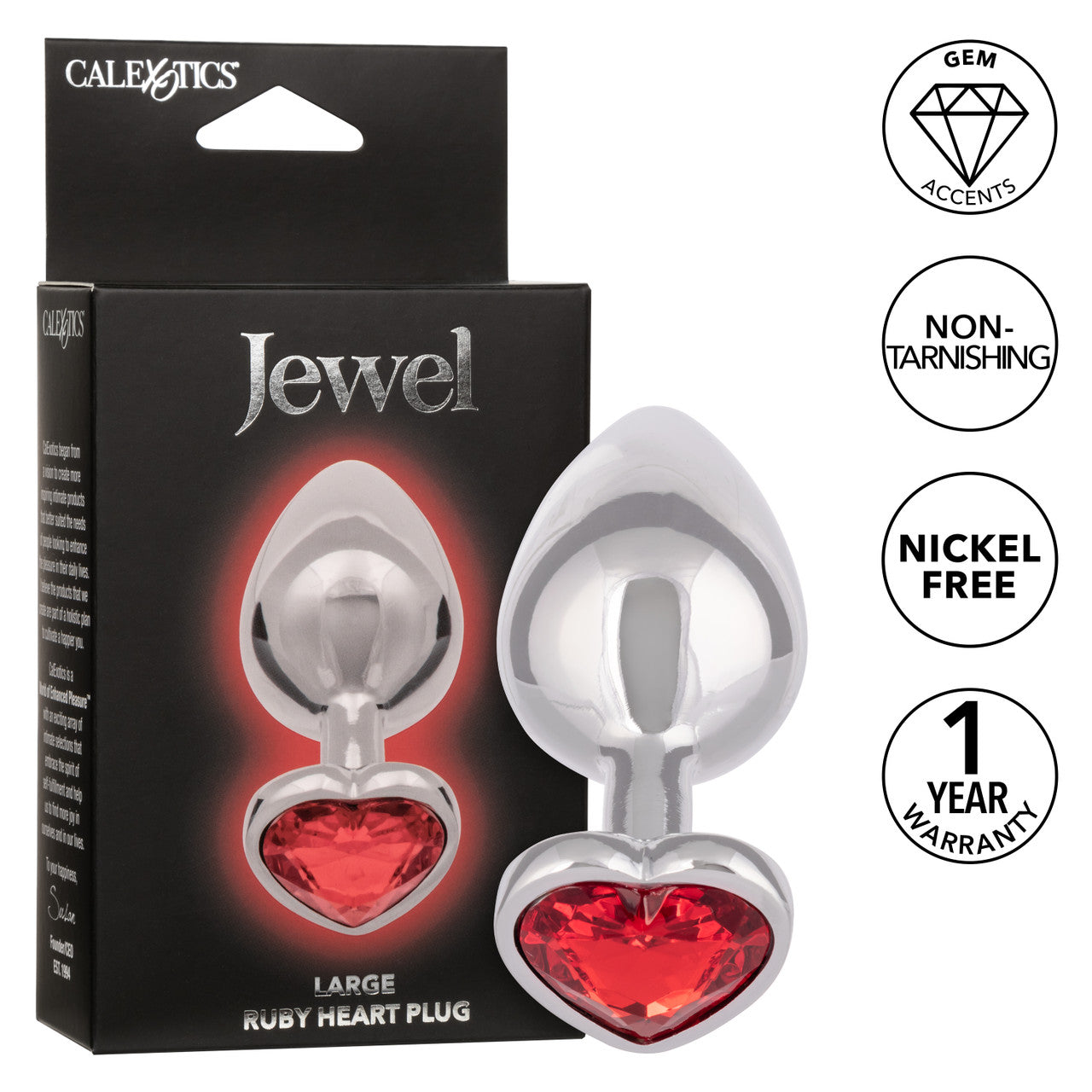 JEWEL LARGE RUBY HEART PLUG