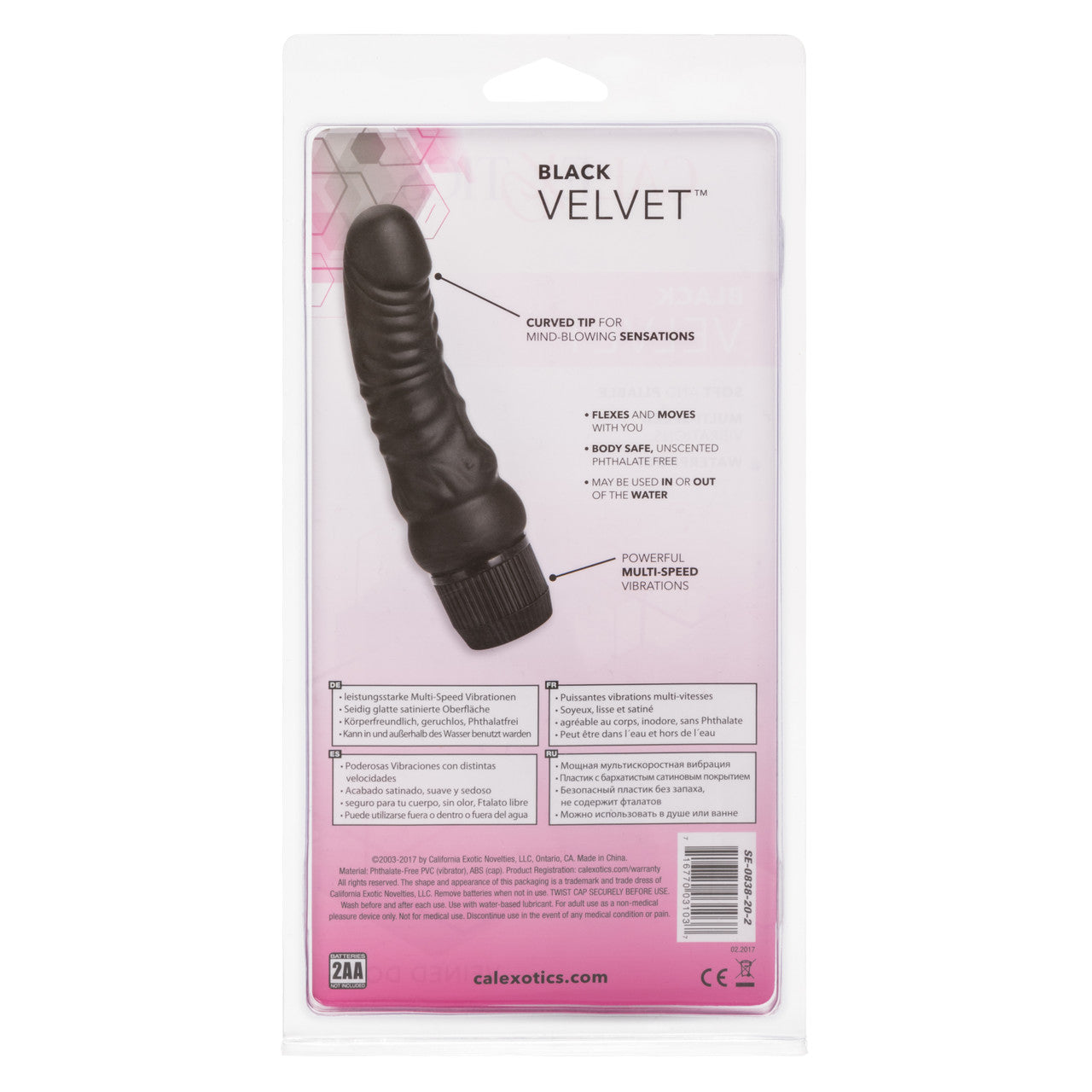 BLACK VELVET 6.25IN VEINED DONG