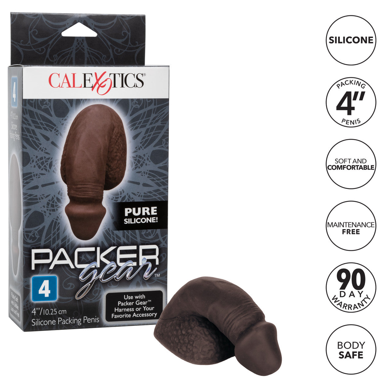 PACKER GEAR BLACK PACKING PENIS 4IN SILICONE