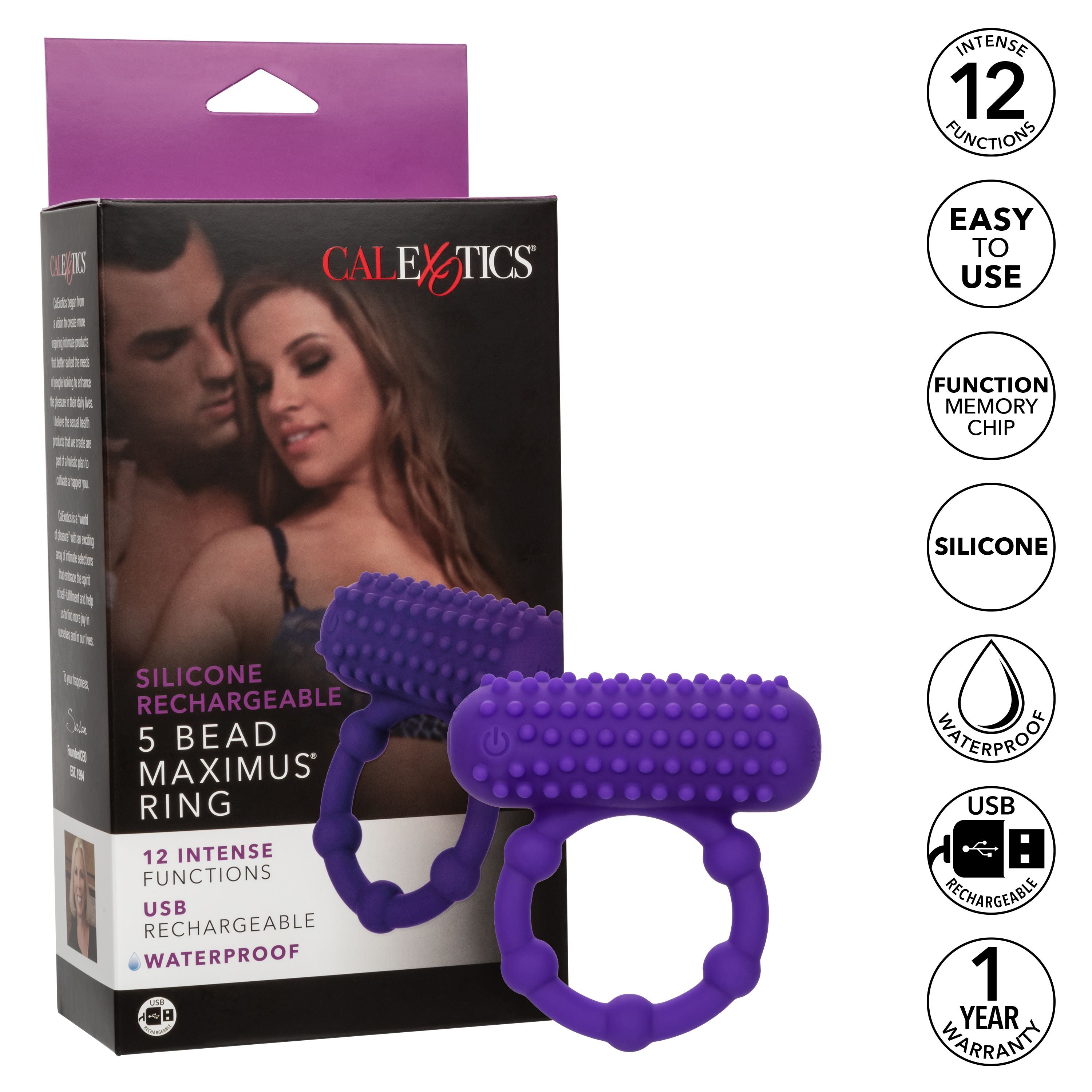 Silicone Rechargeable 5-Bead Maximus Ring