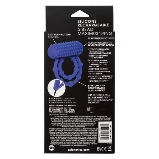 SILICONE RECHARGEABLE 10 BEAD MAXIMUS RING