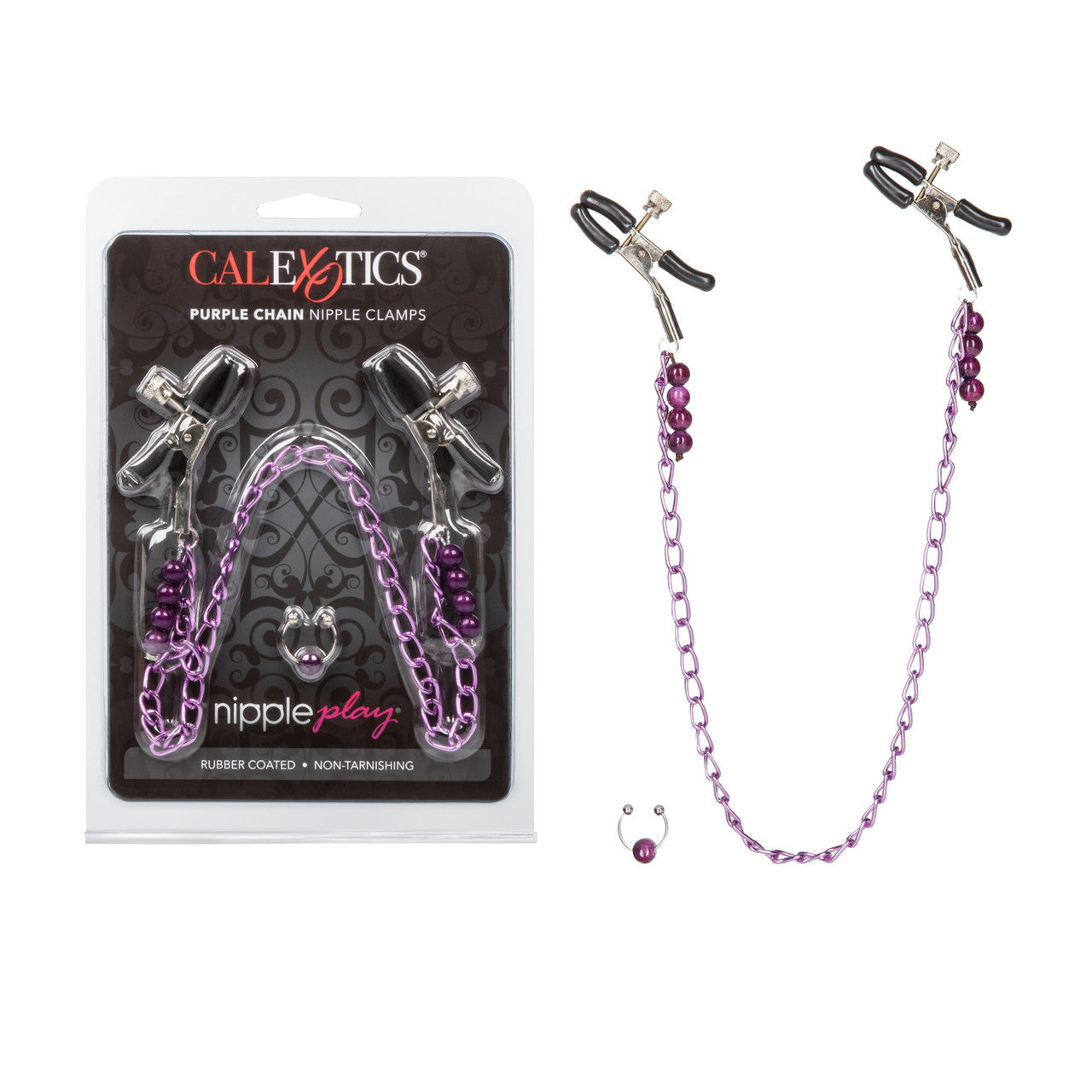 Nipple Play Clamps with Purple Chain