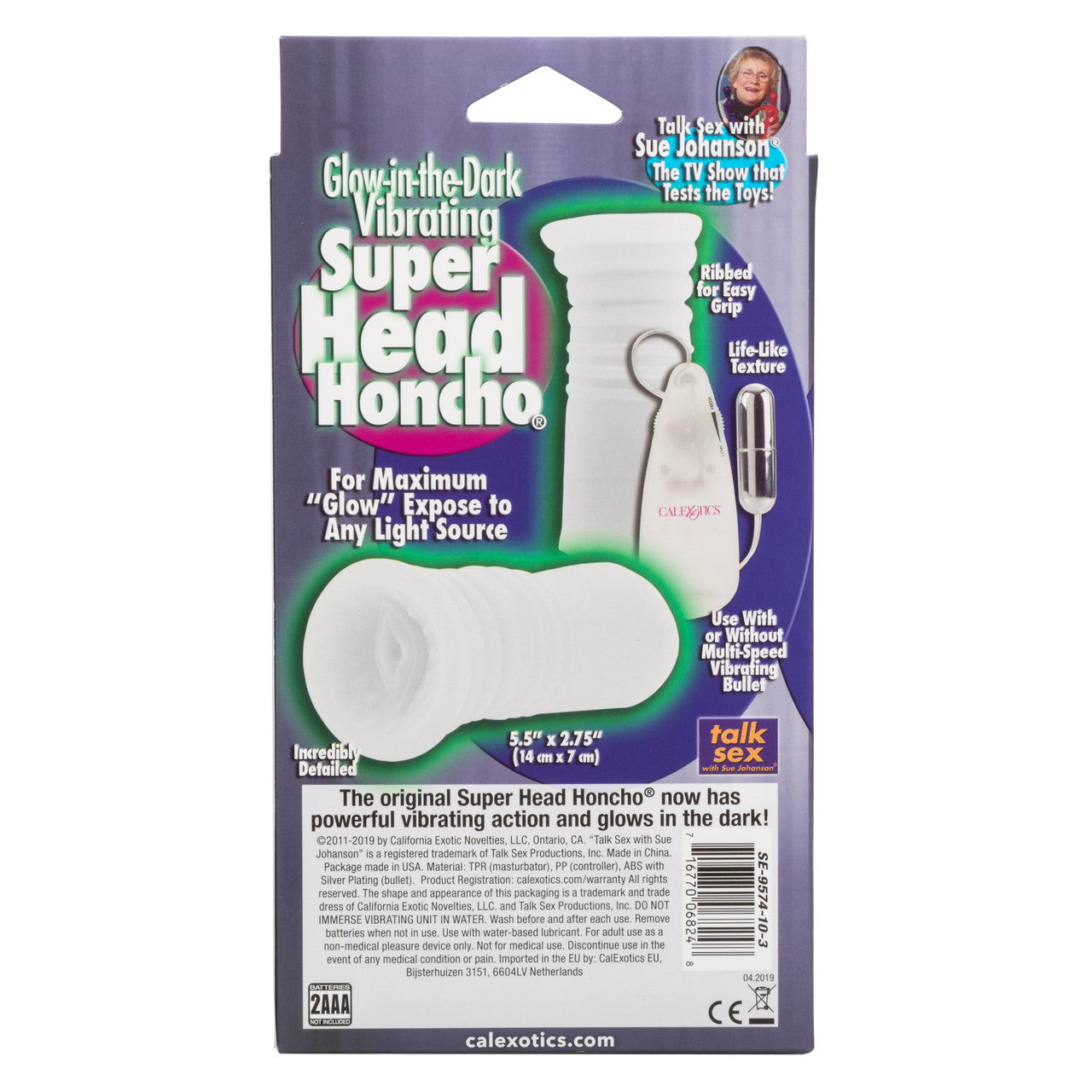 Sue Johanson Super Head Honcho – White, Glow in the Dark
