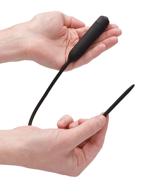 SILICONE VIBRATING BULLET PLUG EXTRA LONG URETHRAL SOUNDING BLACK
