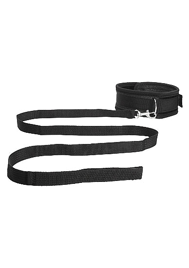 VELVET & VELCRO COLLAR & LEASH ADJUSTABLE BLACK
