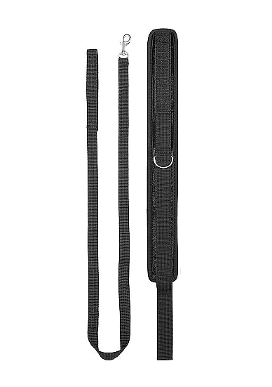 VELVET & VELCRO COLLAR & LEASH ADJUSTABLE BLACK