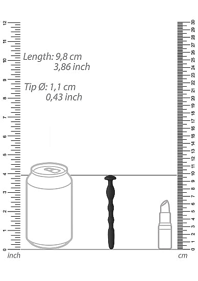OUCH! SILICONE PENIS PLUG W/ RIBBING 0.4IN/ 11MM