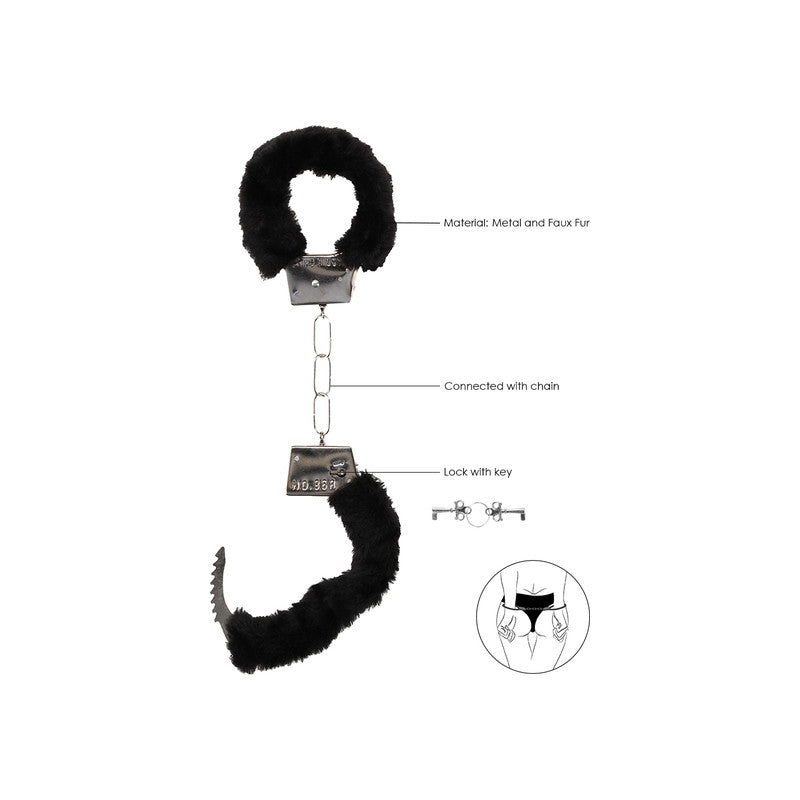 B&W PLEASURE FURRY HAND CUFFS W/ QUICK RELEASE BUTTON