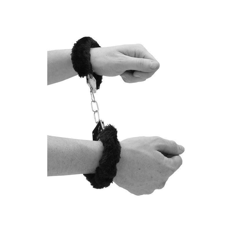 B&W PLEASURE FURRY HAND CUFFS W/ QUICK RELEASE BUTTON