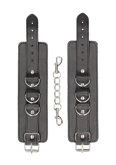 B&W BONDED LEATHER HAND/ ANKLE CUFFS W/ ADJUSTABLE STRAPS