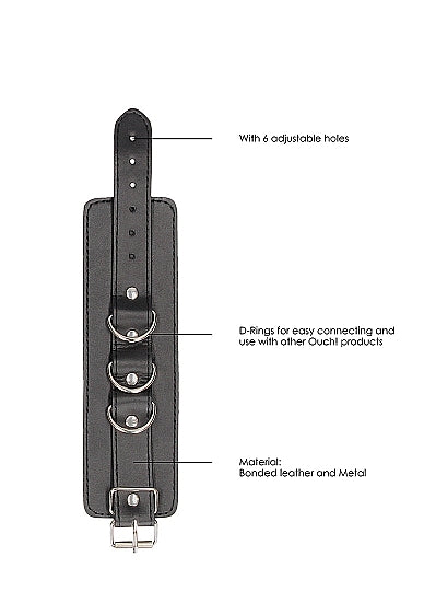 B&W BONDED LEATHER HAND/ ANKLE CUFFS W/ ADJUSTABLE STRAPS