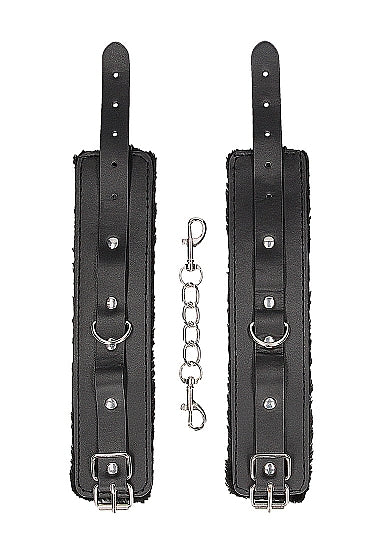 B&W HAND CUFFS W/ STRAPS BONDED LEATHER