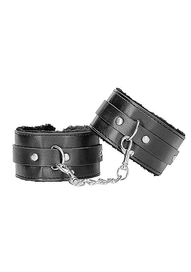 B&W PLUSH BONDED LEATHER ANKLE CUFFS W/ ADJUSTABLE STRAPS
