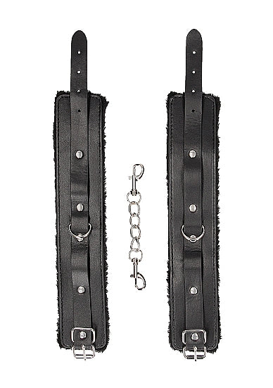 B&W PLUSH BONDED LEATHER ANKLE CUFFS W/ ADJUSTABLE STRAPS