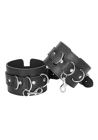 B&W HOGTIE W/ HAND & ANKLE CUFFS BONDED LEATHER