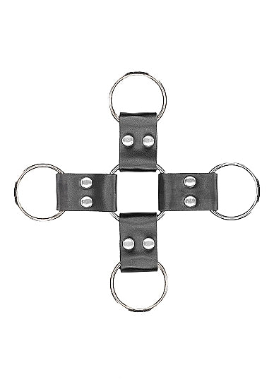 B&W HOGTIE W/ HAND & ANKLE CUFFS BONDED LEATHER