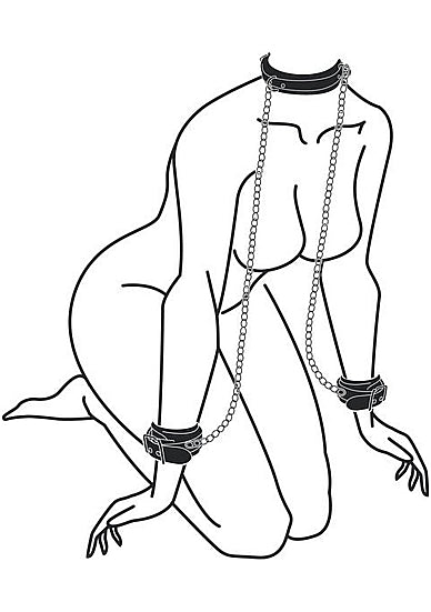 B&W COLLAR W/ HANDCUFFS STRAPS & CHAIN