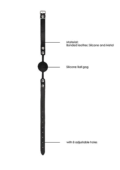 B&W SILICONE BALL GAG W/ ADJUSTABLE LEATHER STRAPS