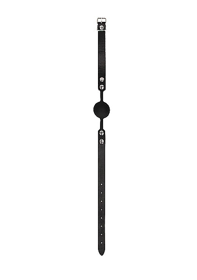 B&W SILICONE BALL GAG W/ ADJUSTABLE LEATHER STRAPS