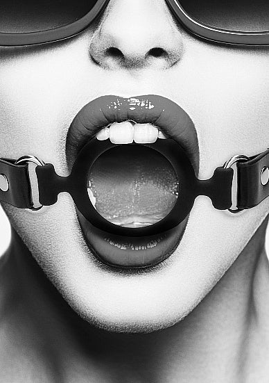 B&W SILICONE RING GAG W/ ADJUSTABLE STRAPS