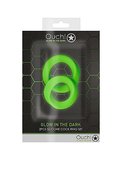 GLOW 2PCS COCK RING SET GLOW IN THE DARK