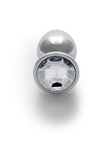 ROUND GEM BUTT PLUG MEDIUM SILVER DIAMOND
