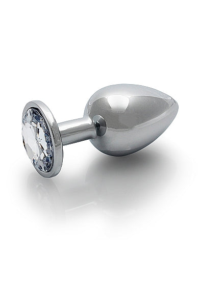 ROUND GEM BUTT PLUG MEDIUM SILVER DIAMOND