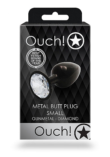 ROUND GEM BUTT PLUG SMALL GUNMETAL DIAMOND