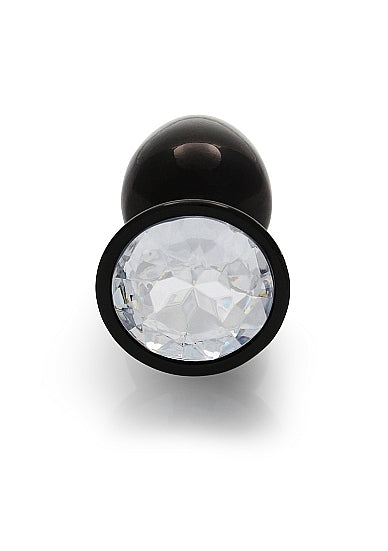 ROUND GEM BUTT PLUG SMALL GUNMETAL DIAMOND