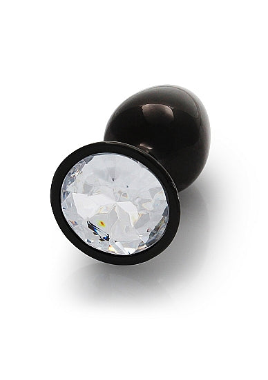 ROUND GEM BUTT PLUG SMALL GUNMETAL DIAMOND
