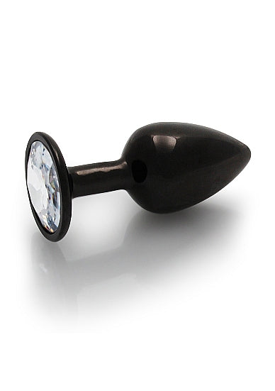 ROUND GEM BUTT PLUG SMALL GUNMETAL DIAMOND