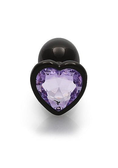 HEART GEM BUTT PLUG SMALL GUNMETAL AMETHYST