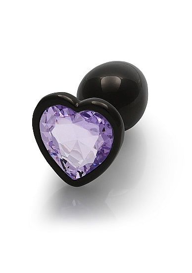 HEART GEM BUTT PLUG SMALL GUNMETAL AMETHYST