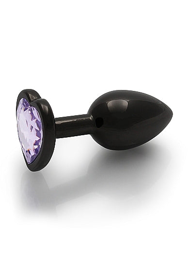 HEART GEM BUTT PLUG SMALL GUNMETAL AMETHYST