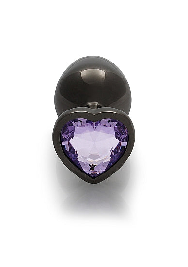 HEART GEM BUTT PLUG MEDIUM GUNMETAL AMETHYST