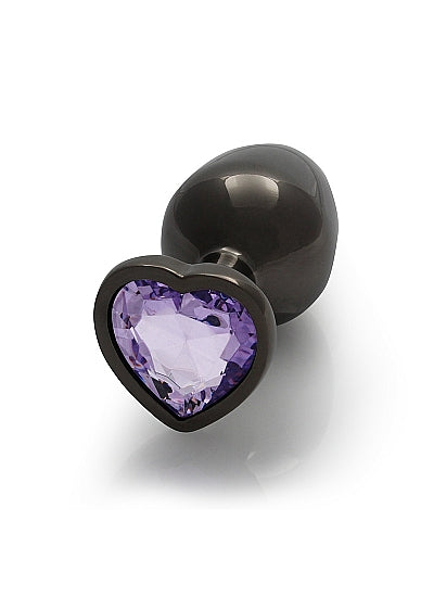HEART GEM BUTT PLUG MEDIUM GUNMETAL AMETHYST