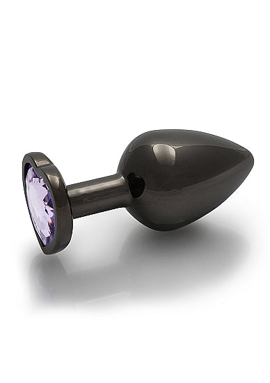HEART GEM BUTT PLUG MEDIUM GUNMETAL AMETHYST