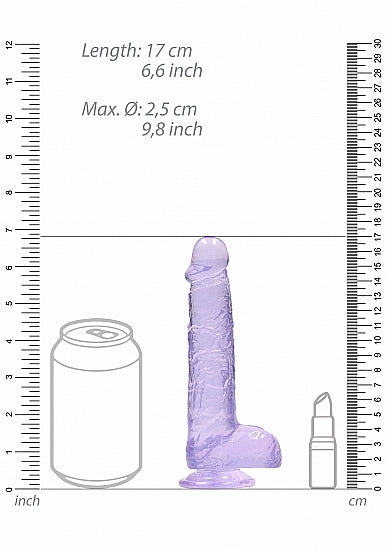 REALROCK 6IN REALISTIC DILDO W/ BALLS CLEAR PURPLE