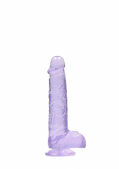 REALROCK 6IN REALISTIC DILDO W/ BALLS CLEAR PURPLE