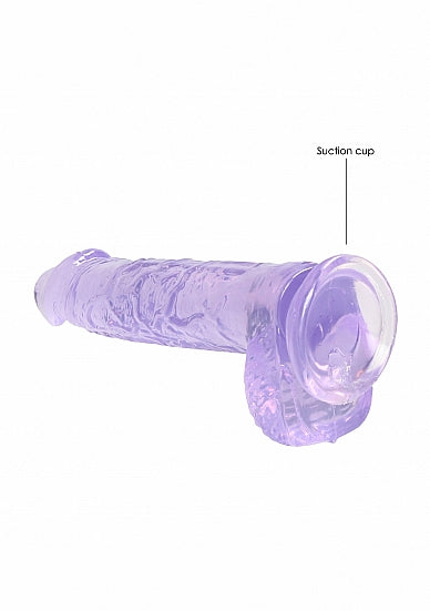 REALROCK 6IN REALISTIC DILDO W/ BALLS CLEAR PURPLE