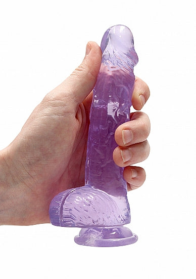 REALROCK 6IN REALISTIC DILDO W/ BALLS CLEAR PURPLE