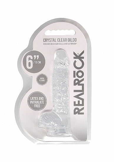 REALROCK 6IN REALISTIC DILDO W/ BALLS CRYSTAL CLEAR