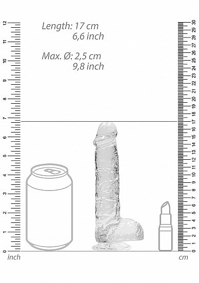 REALROCK 6IN REALISTIC DILDO W/ BALLS CRYSTAL CLEAR