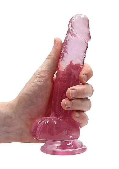 REALROCK 7IN REALISTIC DILDO W/ BALLS CLEAR PINK