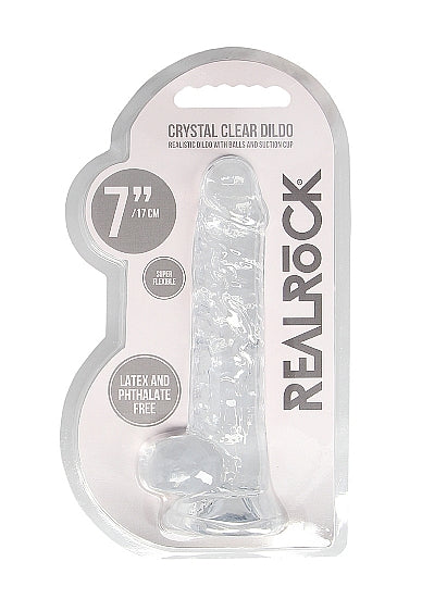 REALROCK 7IN REALISTIC DILDO W/ BALLS CRYSTAL CLEAR