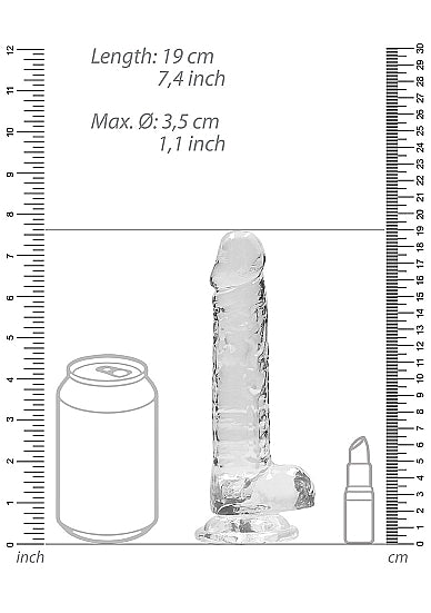 REALROCK 7IN REALISTIC DILDO W/ BALLS CRYSTAL CLEAR