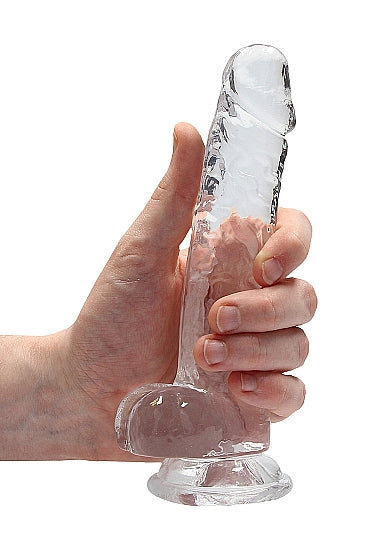 REALROCK 7IN REALISTIC DILDO W/ BALLS CRYSTAL CLEAR