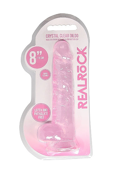 REALROCK 8IN REALISTIC DILDO W/ BALLS CLEAR PINK